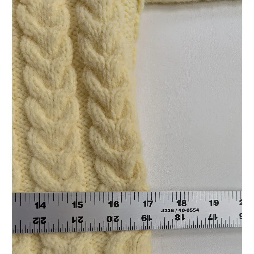 Hand Knit Women's Classic Cable Cardigan Size Small Butter Yellow